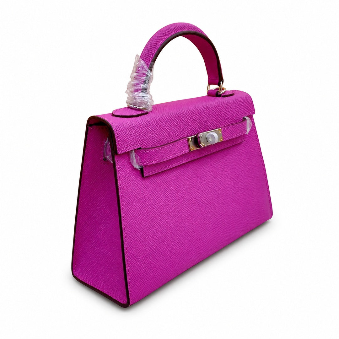 Mini Kelly II Sellier 19cm & 22cm Rose Pourpre Epsom Leather Palladium Hardware Women Mini Handbag