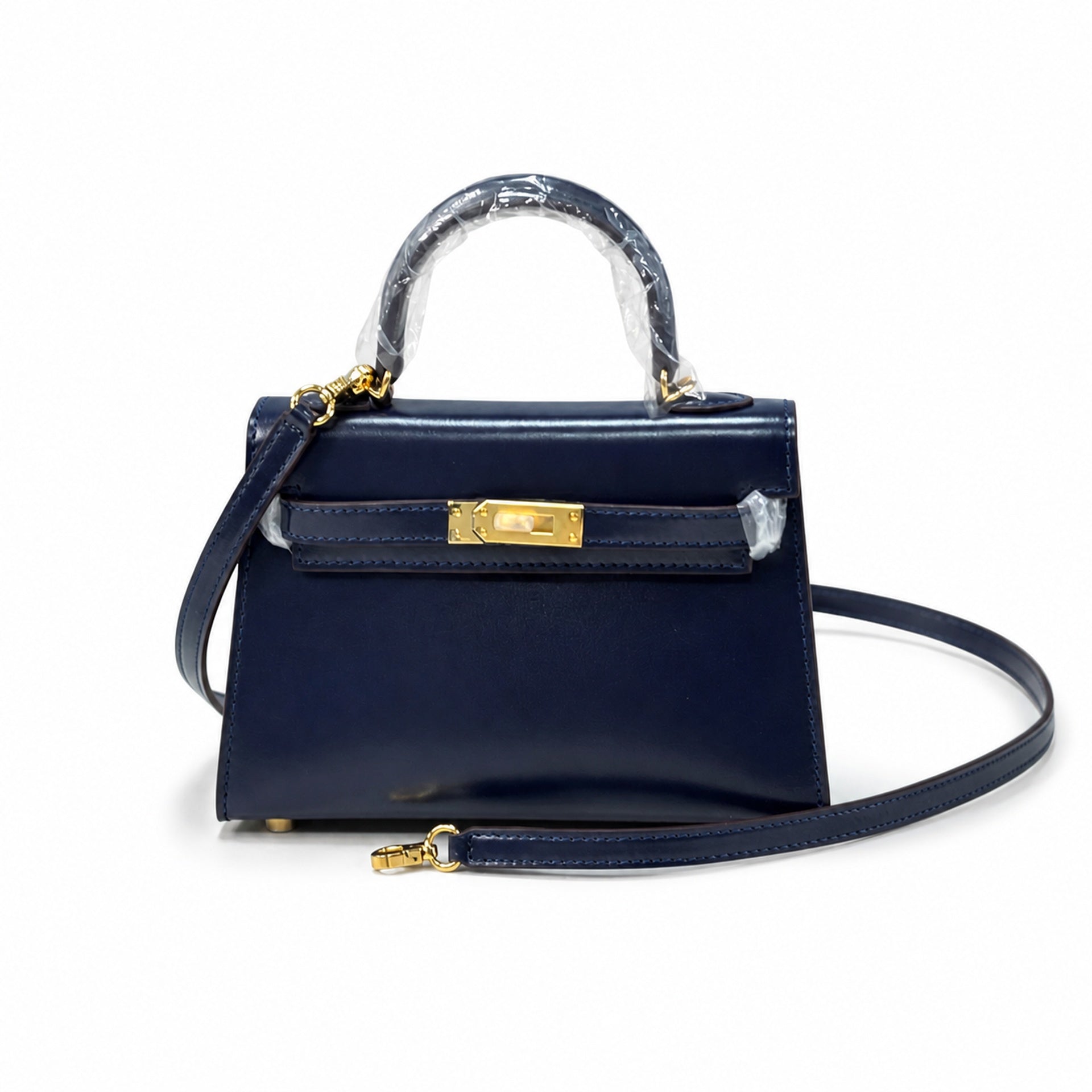 Kelly Sellier 19cm & 22cm & 25cm Bleu Nuit Box Calf Leather Gold Hardware & Palladium Hardware Women Handbag