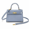 Kelly Sellier 19cm & 22cm & 25cm Bleu Lin Box Calf Leather Gold Hardware & Palladium Hardware Women Handbag