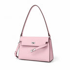 Kelly Elan 25 Underarm Baguette Bag, Genuine Top Layer Cowhide Goat Grain Leather, Silver Hardware Mauve Iris Purple Shoulder Handbag, Bright Soft Tone Youthful Elegant Daily Purse Size 25×6.5×15cm
