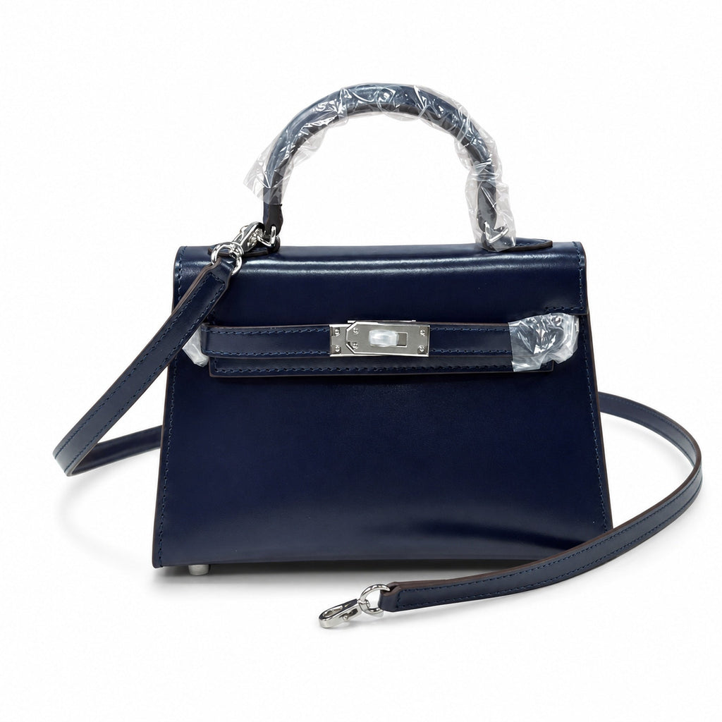 Kelly Sellier 19cm & 22cm & 25cm Bleu Nuit Box Calf Leather Gold Hardware & Palladium Hardware Women Handbag