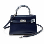 Kelly Sellier 19cm & 22cm & 25cm Bleu Nuit Box Calf Leather Gold Hardware & Palladium Hardware Women Handbag