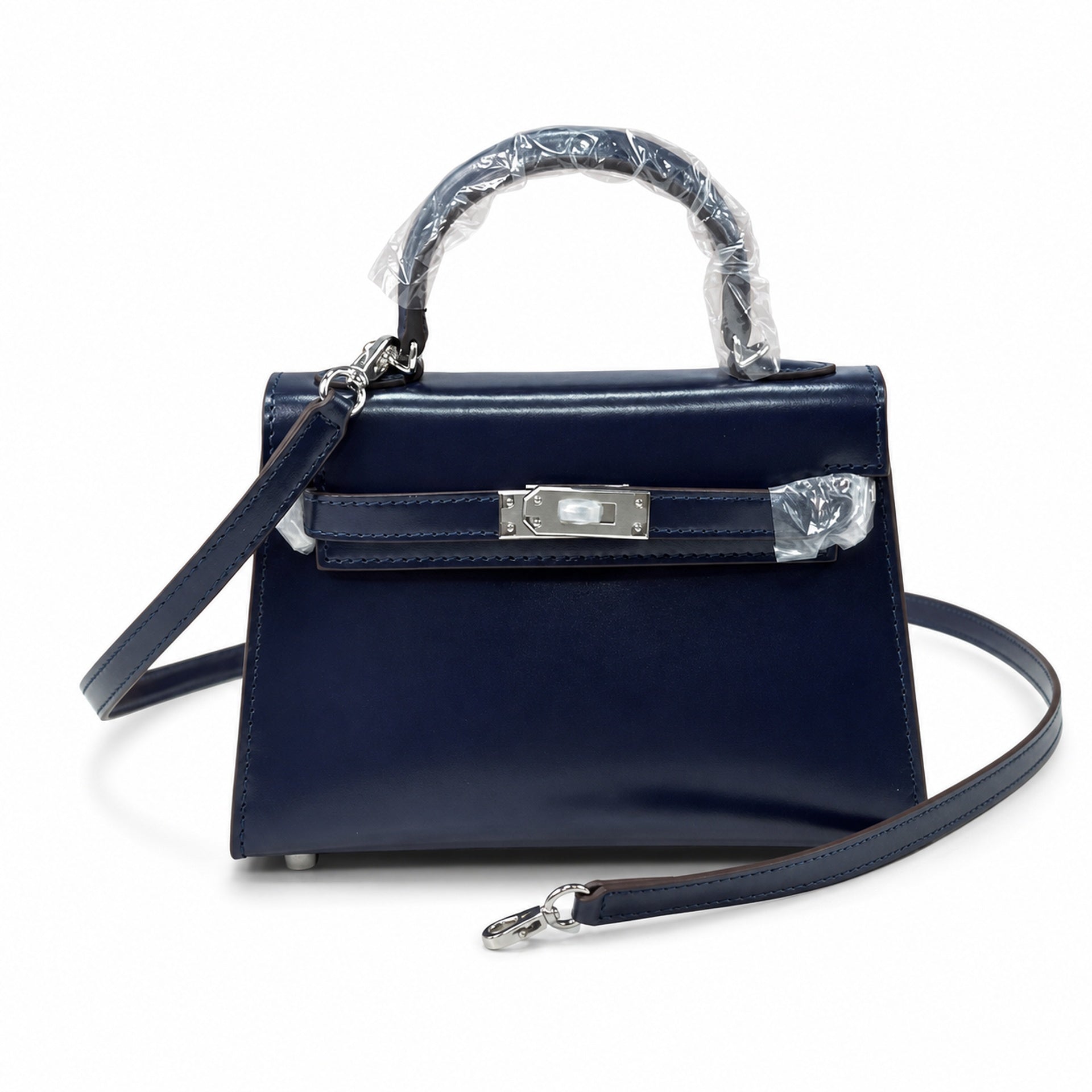 Kelly Sellier 19cm & 22cm & 25cm Bleu Nuit Box Calf Leather Gold Hardware & Palladium Hardware Women Handbag