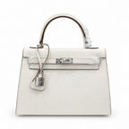 Kelly Sellier 25cm & 28cm Craie Epsom Leather Palladium Hardware Women Luxury Handbag