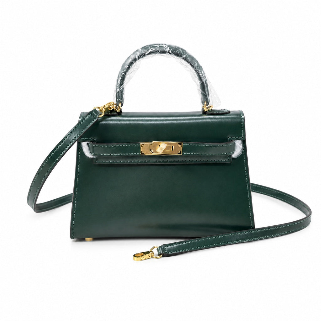 Kelly Sellier 19cm & 22cm & 25cm Vert Fonce Box Calf Leather Gold Hardware & Palladium Hardware Women Handbag