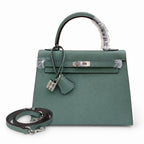 Kelly Sellier 25cm & 28cm Vert Cypress Epsom Leather Palladium Hardware Commute Shoulder Handbag