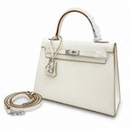 Kelly Sellier 25cm & 28cm Craie Epsom Leather Palladium Hardware Women Luxury Handbag