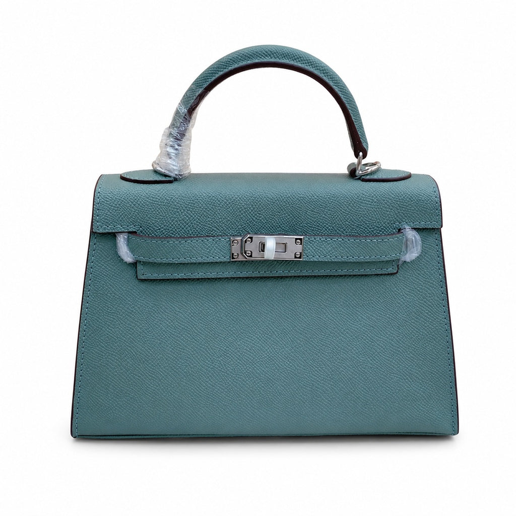 Mini Kelly II Sellier 19cm & 22cm Vert Cypress Epsom Leather Palladium Hardware Women Mini Handbag