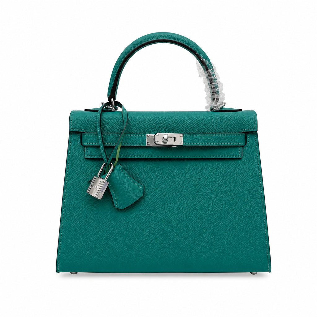 Kelly Sellier 25cm & 28cm Vert Jade Epsom Leather Palladium Hardware Daily Designer Handba