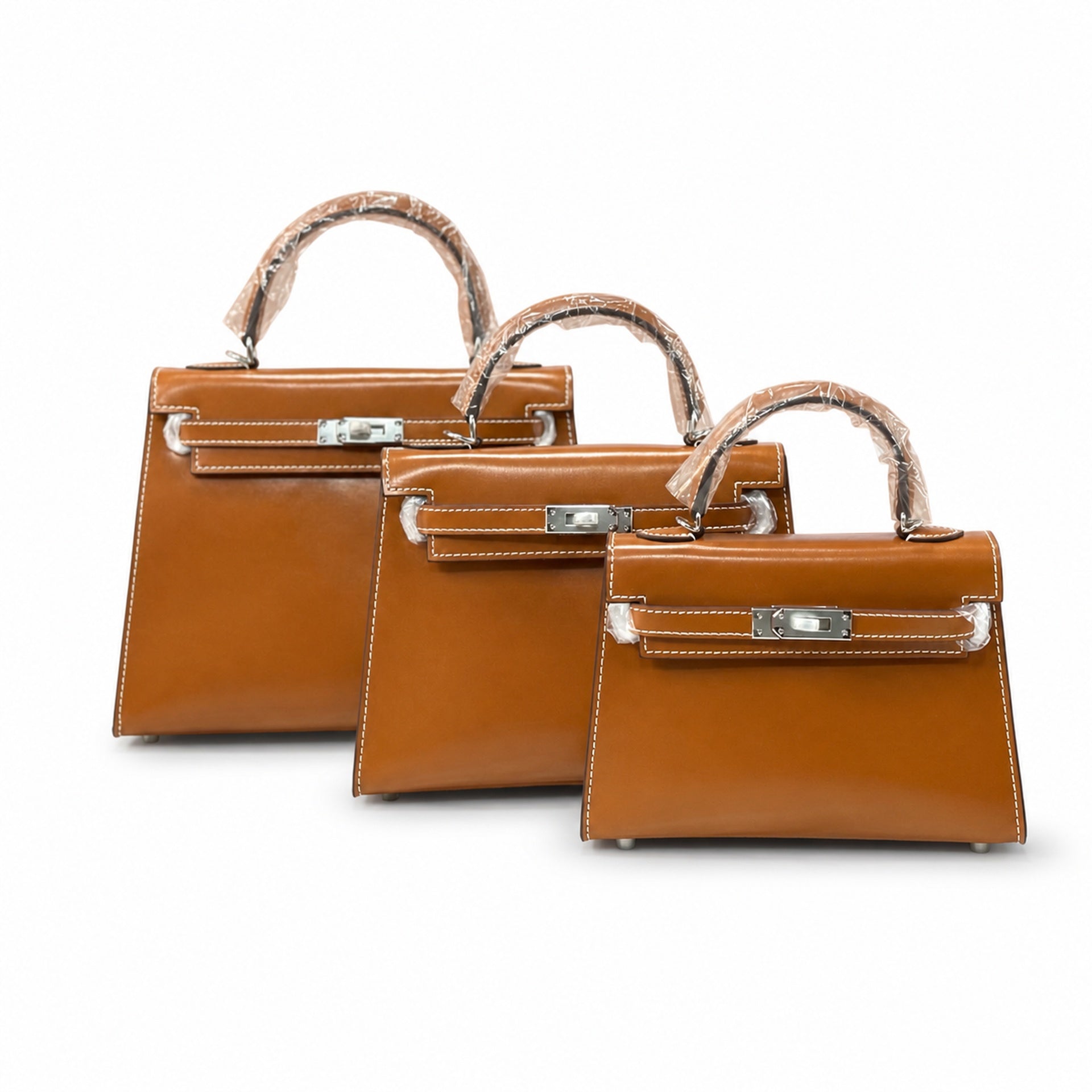 Kelly Sellier 19cm & 22cm & 25cm Gold Box Calf Leather Gold Hardware & Palladium Hardware Women Handbag