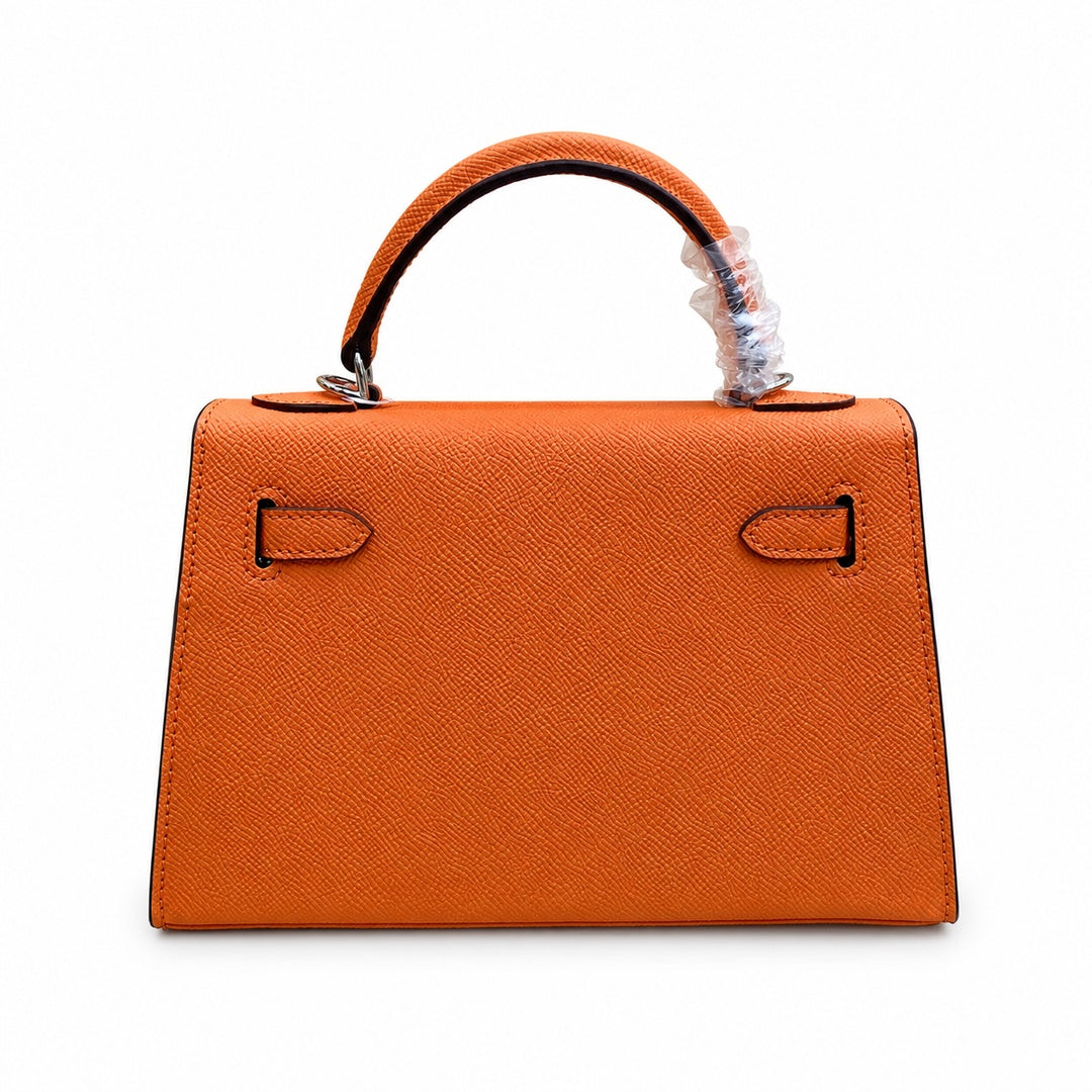 Mini Kelly II Sellier 19cm & 22cm Orange Epsom Leather Palladium Hardware Women Mini Handbag