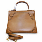 Kelly Sellier Ghillies 28cm Natural Sable Barenia Leather Gold Hardware Women Handbag