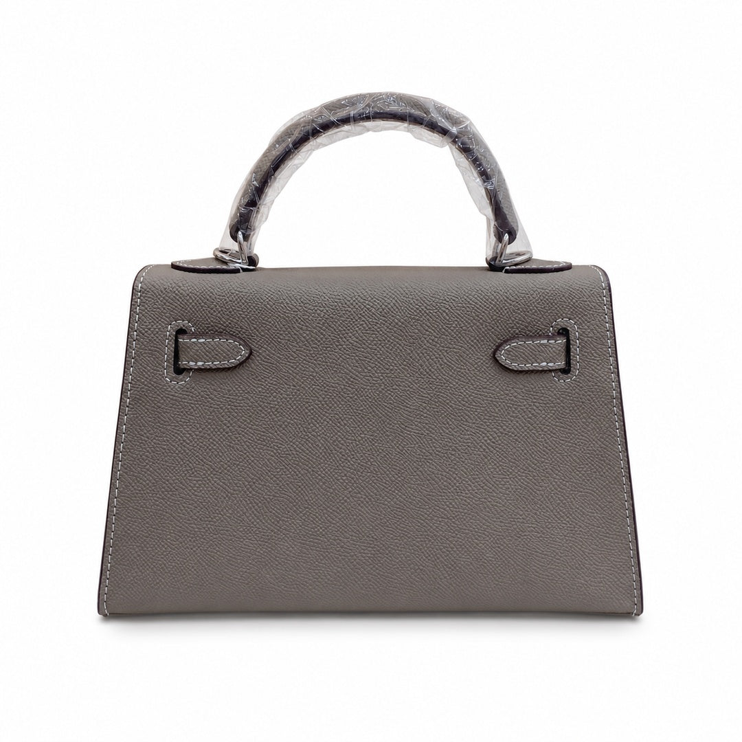 Mini Kelly II Sellier 19cm & 22cm Gris Asphalte Epsom Leather Palladium Hardware Women Mini Handbag