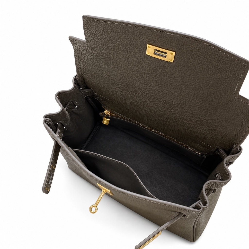 Kelly Sellier 20cm & 25cm & 28cm Gris Asphalte Togo Leather Gold Hardware Women Handbag