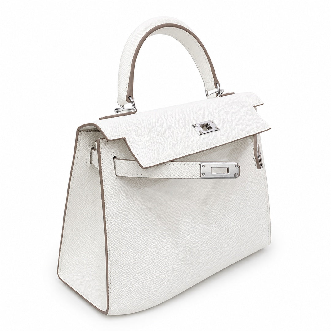 Kelly Sellier 25cm & 28cm Craie Epsom Leather Palladium Hardware Women Luxury Handbag