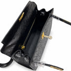 Kelly Sellier 25cm Noir Black Ostrich Gold Hardware Designer Shoulder Tote