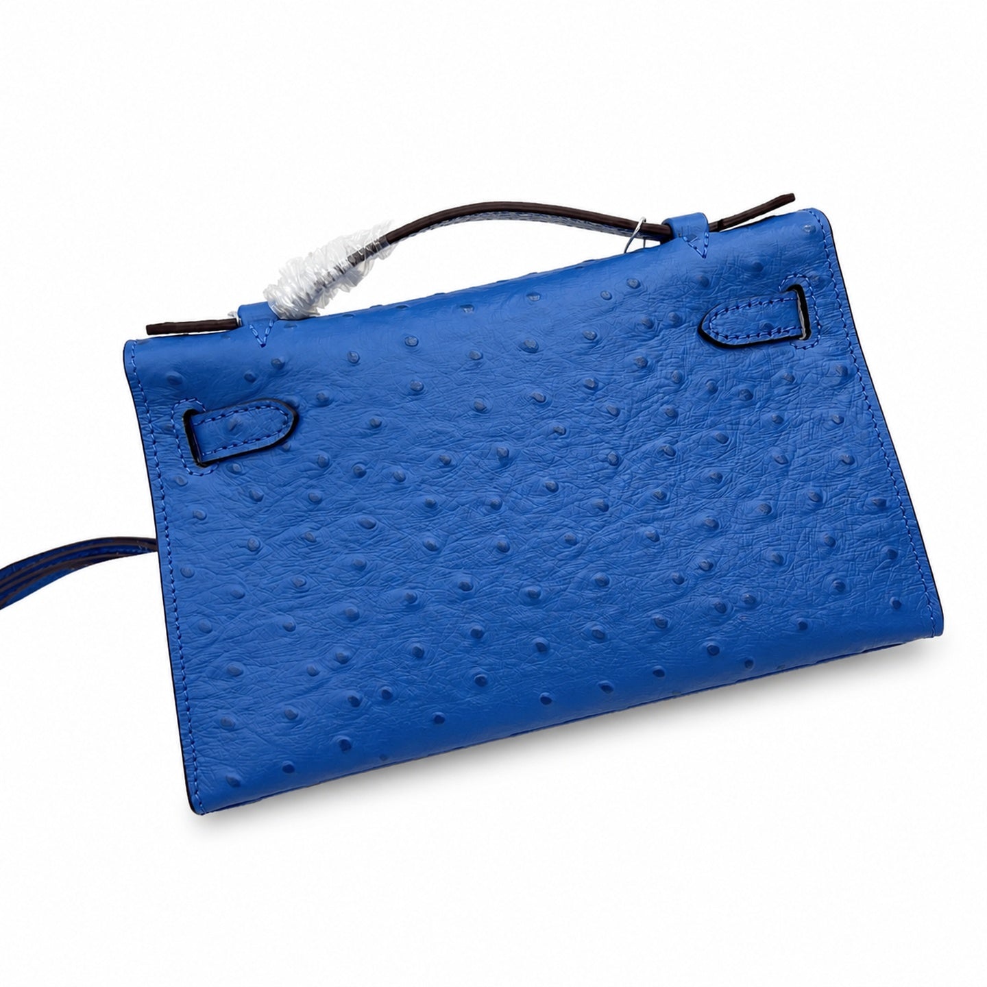 Mini Kelly Sellier 22cm Bleu Electrique Ostrich Leather Gold Hardware Women Mini Handbag