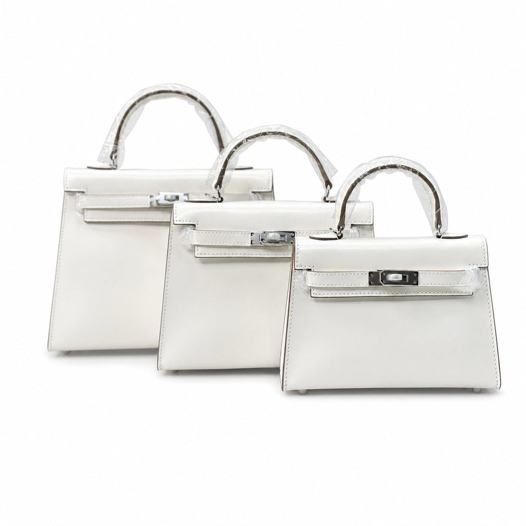 Kelly Sellier 19cm & 22cm & 25cm Craie Box Calf Leather Gold Hardware & Palladium Hardware Women Handbag