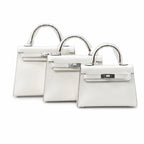 Kelly Sellier 19cm & 22cm & 25cm Craie Box Calf Leather Gold Hardware & Palladium Hardware Women Handbag