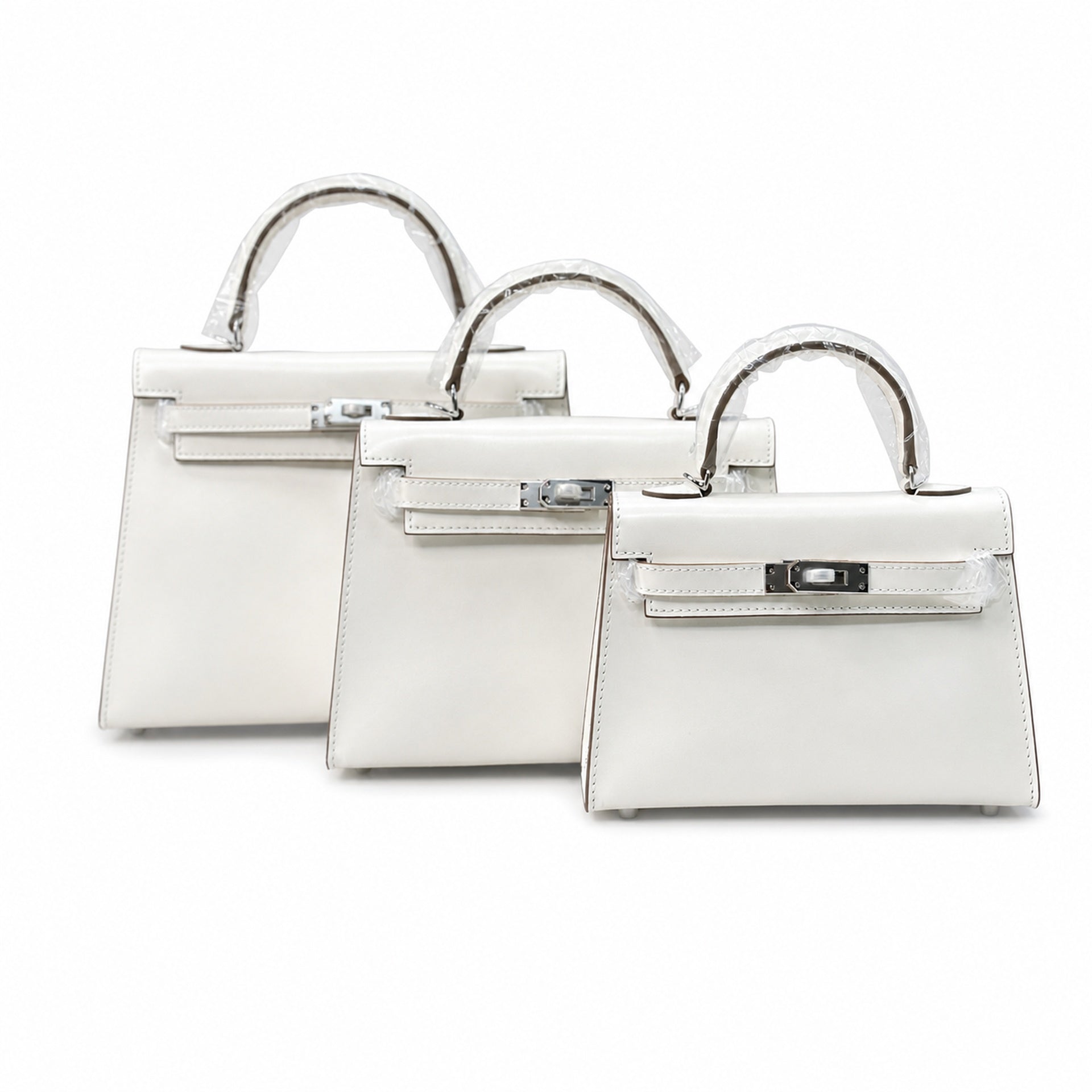 Kelly Sellier 19cm & 22cm & 25cm Craie Box Calf Leather Gold Hardware & Palladium Hardware Women Handbag