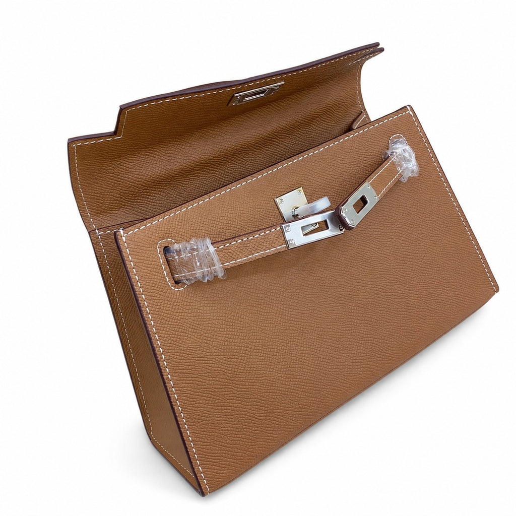 Mini Kelly II Sellier 19cm & 22cm Etoupe Epsom Leather Palladium Hardware Women Mini Handbag