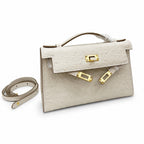 Mini Kelly II Sellier 19cm & 22cm Craie Ostrich Leather Gold Hardware Women Mini Handbag