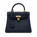 Kelly Sellier 20cm & 25cm & 28cm Bleu Nuit Togo Leather Gold Hardware Women Handbag