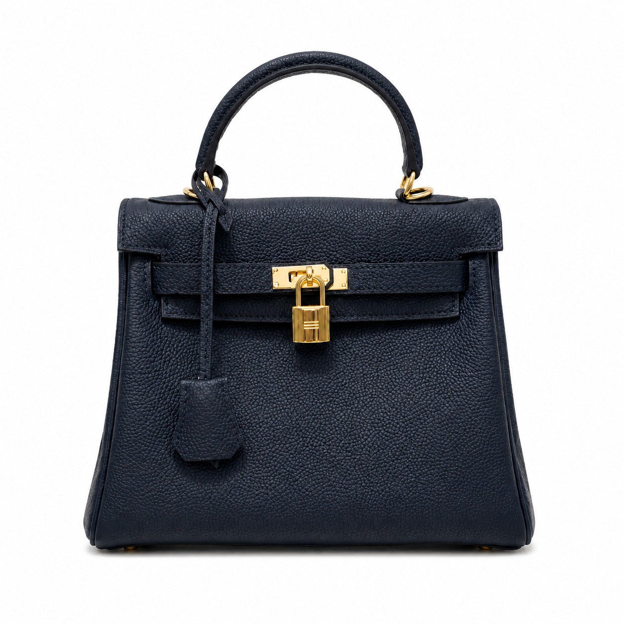Kelly Sellier 20cm & 25cm & 28cm Bleu Nuit Togo Leather Gold Hardware Women Handbag