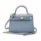 Kelly Sellier 19cm & 22cm & 25cm Bleu Lin Box Calf Leather Gold Hardware & Palladium Hardware Women Handbag