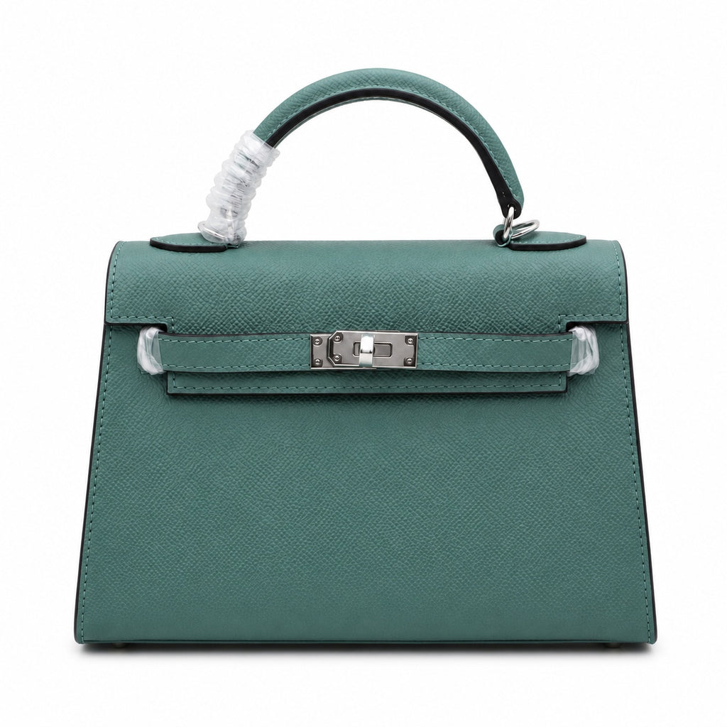 Mini Kelly II Sellier 19cm & 22cm Vert Cypress Epsom Leather Palladium Hardware Women Mini Handbag