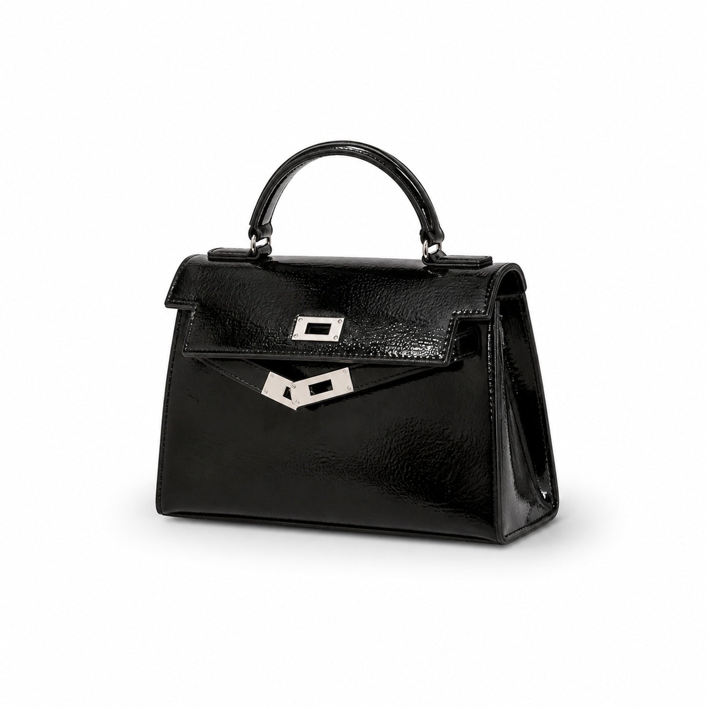 Kelly Pochette Noir Shiny Niloticus Crocodile Leather Palladium Hardware & Palladium Hardware Women Clutch Bag
