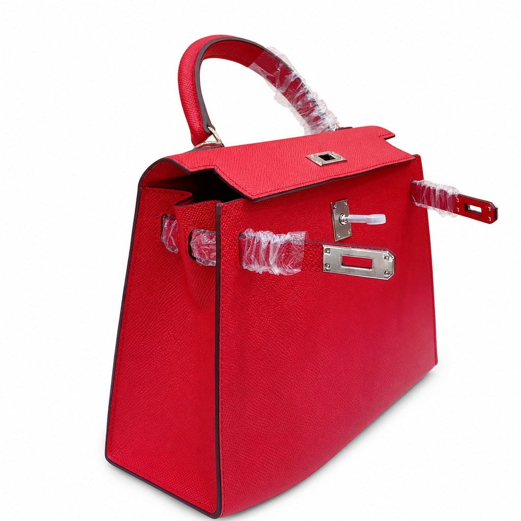 Kelly Sellier 25cm & 28cm Rouge Casaque Epsom Leather Palladium Hardware Crossbody Handbag