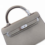 Mini Kelly II Sellier 19cm & 22cm Gris Asphalte Epsom Leather Palladium Hardware Women Mini Handbag