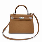 Kelly Sellier 25cm & 28cm Gold Epsom Leather Palladium Hardware Vintage Women Handbag