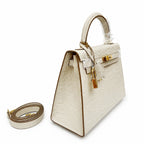 Kelly Sellier 25cm Craie Ostrich Gold Hardware Premium Women Shoulder Purse