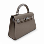 Mini Kelly II Sellier 19cm & 22cm Gris Asphalte Epsom Leather Palladium Hardware Women Mini Handbag