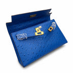 Mini Kelly Sellier 22cm Bleu Electrique Ostrich Leather Gold Hardware Women Mini Handbag