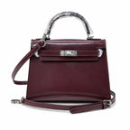 Kelly Sellier 19cm & 22cm & 25cm Rouge H Box Calf Leather Gold Hardware & Palladium Hardware Women Handbag