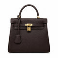Kelly Sellier 20cm & 25cm & 28cm Marron Foncé Togo Leather Gold Hardware Women Handbag