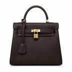 Kelly Sellier 20cm & 25cm & 28cm Marron Foncé Togo Leather Gold Hardware Women Handbag