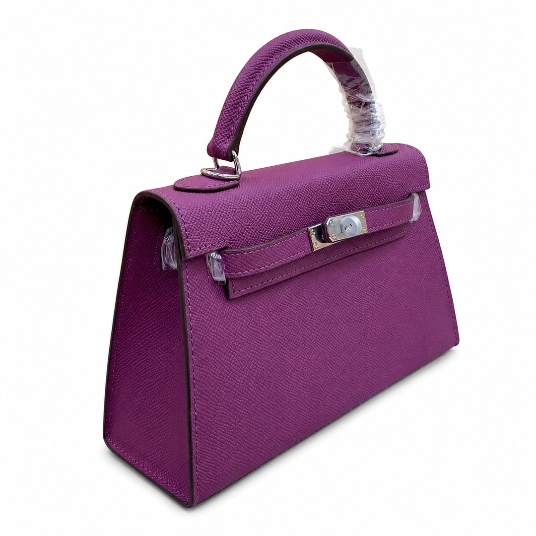 Mini Kelly II Sellier 19cm & 22cm Violet Epsom Leather Palladium Hardware Women Mini Handbag