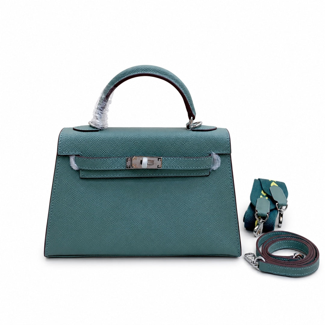 Mini Kelly II Sellier 19cm & 22cm Vert Cypress Epsom Leather Palladium Hardware Women Mini Handbag