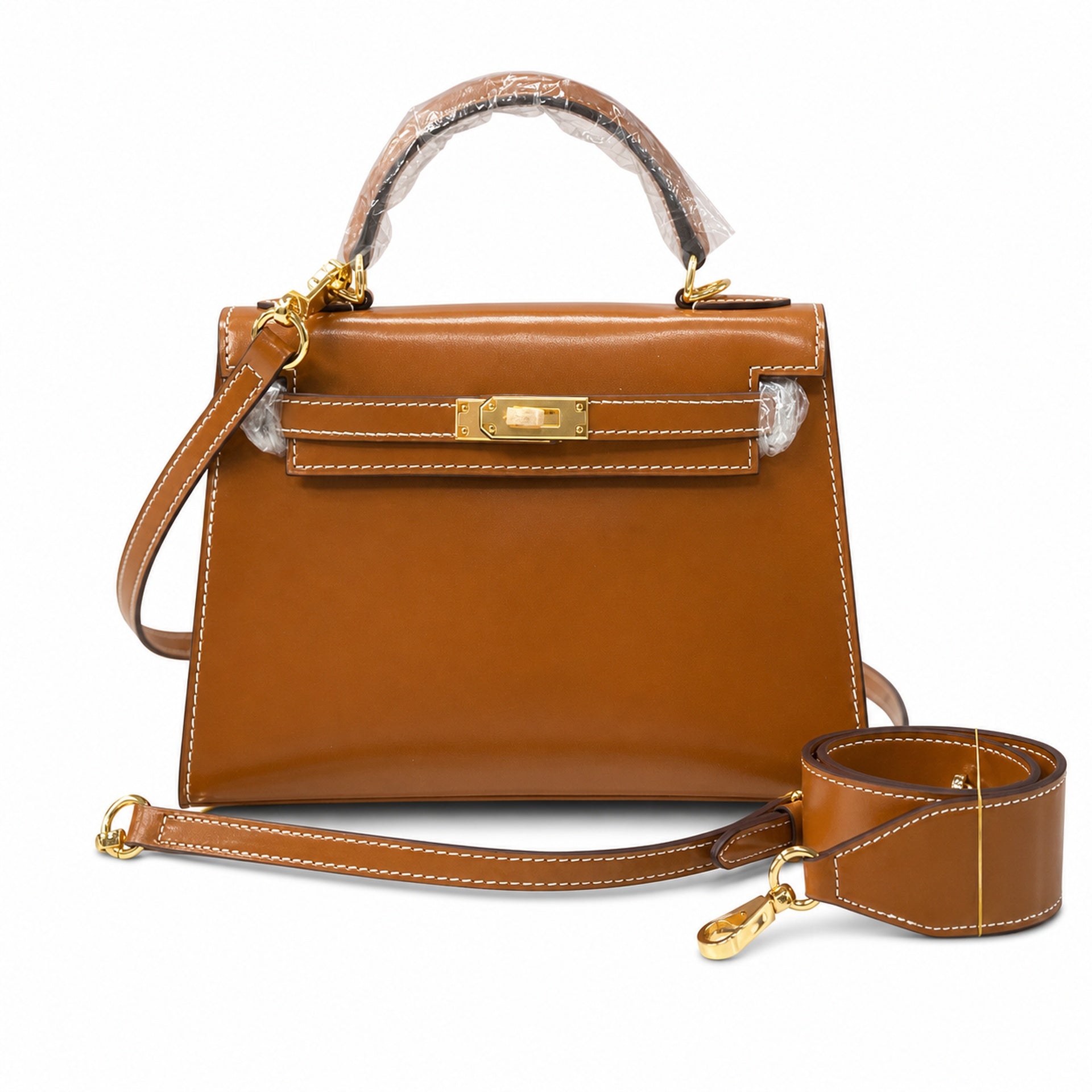 Kelly Sellier 19cm & 22cm & 25cm Gold Box Calf Leather Gold Hardware & Palladium Hardware Women Handbag