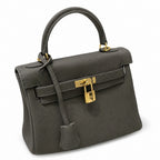 Kelly Sellier 20cm & 25cm & 28cm Gris Asphalte Togo Leather Gold Hardware Women Handbag