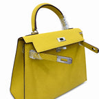 Kelly Sellier 25cm & 28cm Jaune Ambre Epsom Leather Palladium Hardware Women Luxury Handbag