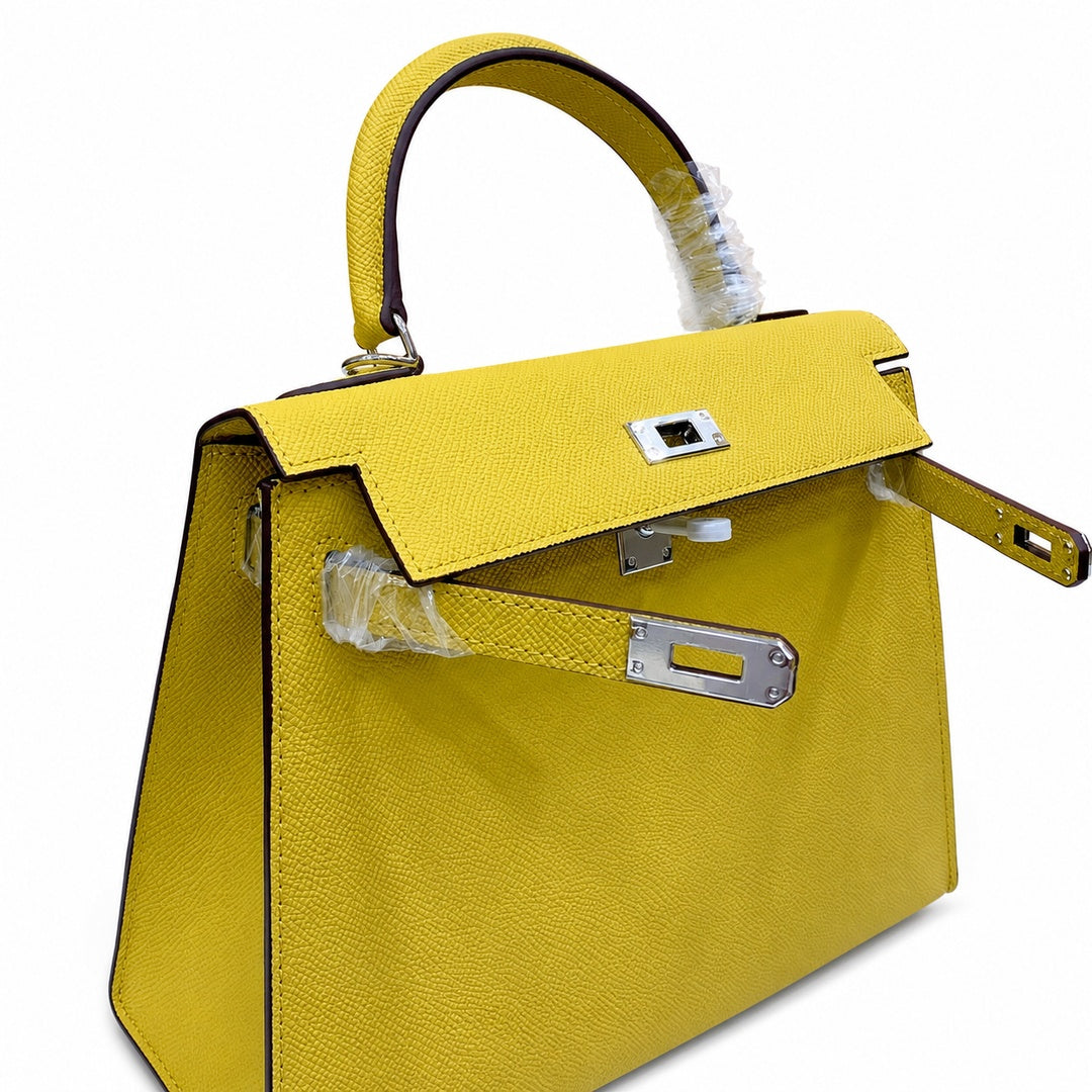 Kelly Sellier 25cm & 28cm Jaune Ambre Epsom Leather Palladium Hardware Women Luxury Handbag