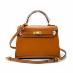 Kelly Sellier 19cm & 22cm & 25cm Gold Box Calf Leather Gold Hardware & Palladium Hardware Women Handbag