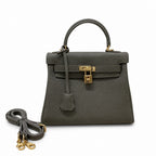 Kelly Sellier 20cm & 25cm & 28cm Gris Asphalte Togo Leather Gold Hardware Women Handbag