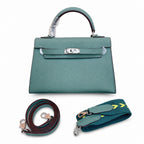 Mini Kelly II Sellier 19cm & 22cm Vert Cypress Epsom Leather Palladium Hardware Women Mini Handbag