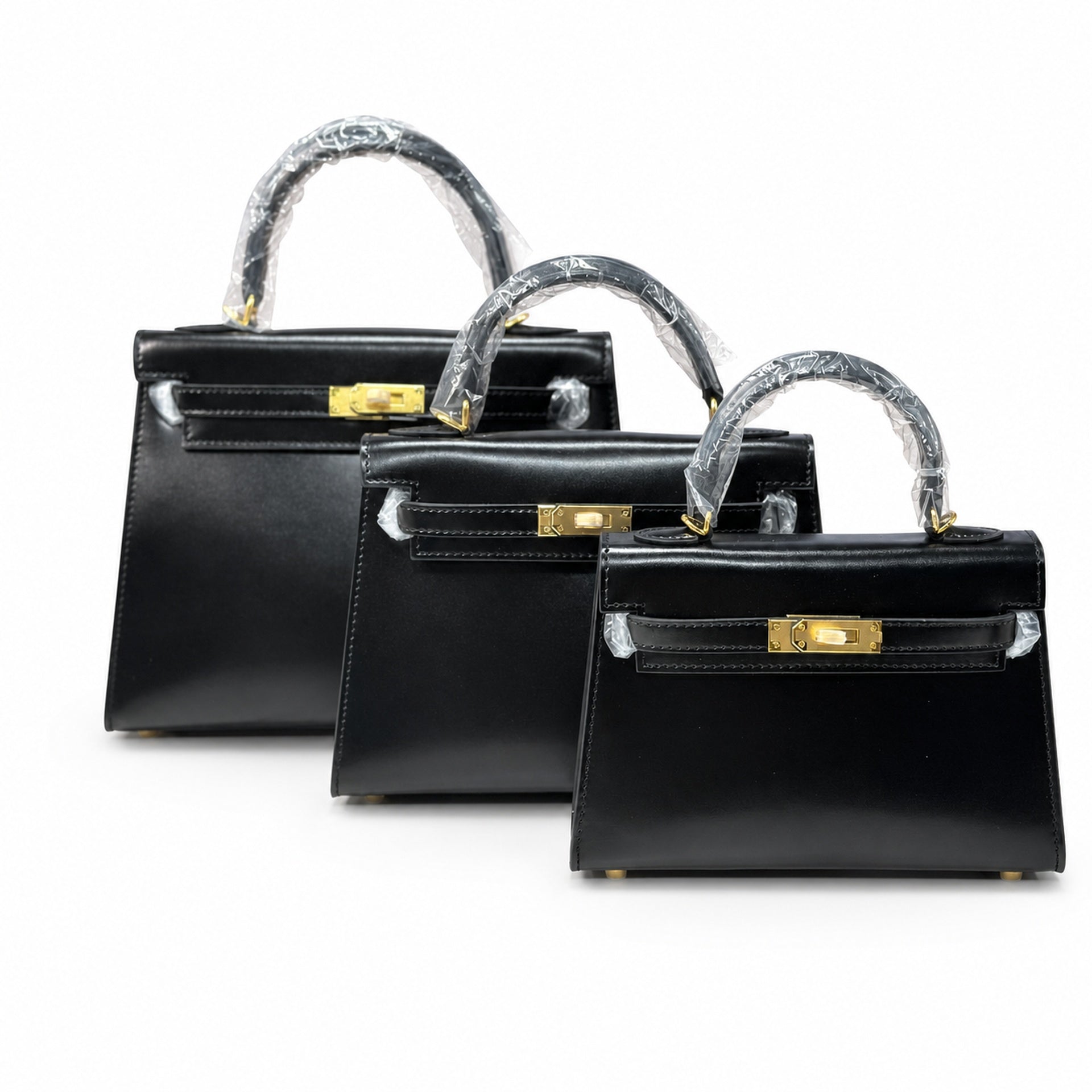 Kelly Sellier 19cm & 22cm & 25cm Noir Box Calf Leather Gold Hardware & Palladium Hardware Women Handbag